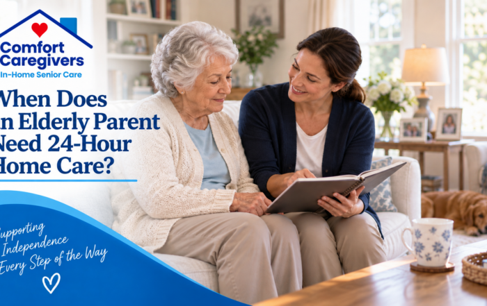 Caregiver sitting with an older woman at home